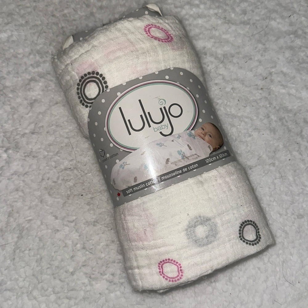 Lulujo Baby Muslin Cottonβ Wrap Swaddle Blanket Pink Circles 120cm x 120cm LJU16